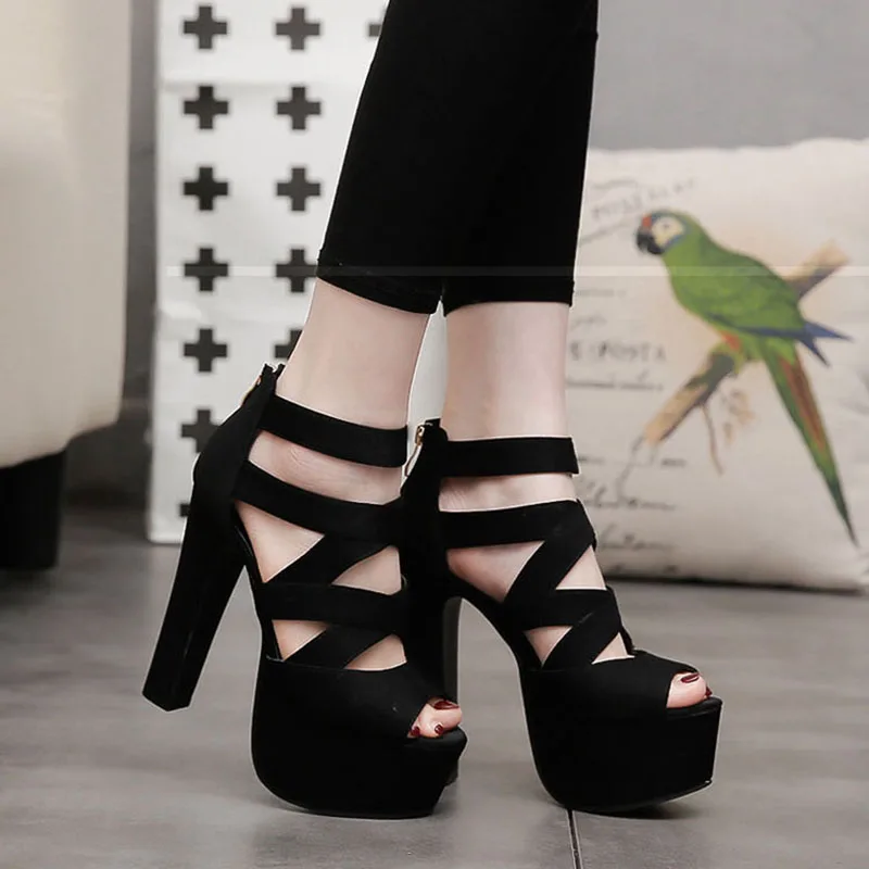 CEVABULE/сезон весна лето Модные босоножки на толстом каблуке 15 см Туфли с открытым