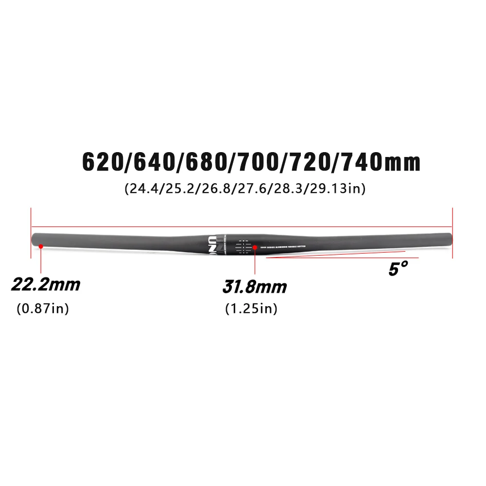 Руль велосипедный без изгиба UNO из алюминиевого сплава, матово-черный, 620/640/680/700/720/740 мм для широких калибров 31,8 мм, велозапчасть для катания по дорогам и горам.