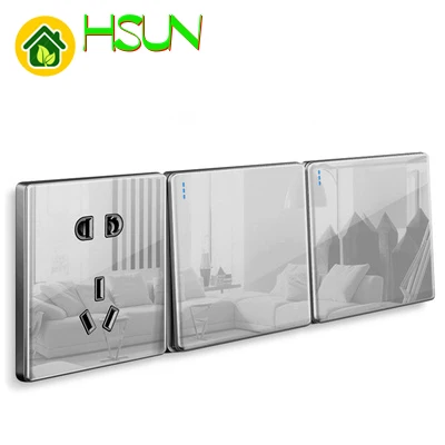 Высококачественная розетка с большой панелью 1 2 3 4 gang way серая переключателем тип