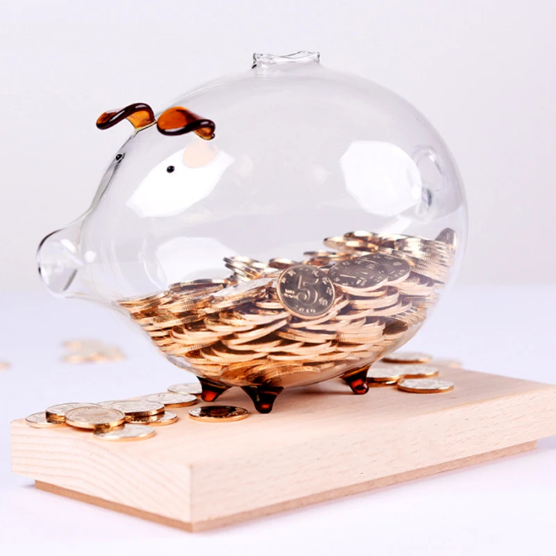 

Pig Piggy Bank Money Boxes Coin Saving Box Cute Transparent Glass Souvenir Birthday Gift For Children Kids