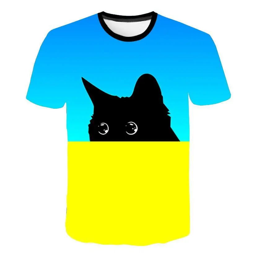 

Summer New Men's T-Shirt 3D Printing, Casual Breathable Quick-Dry Cute Cat Pattern Short-Sleeved T-Shirt Oversize 2021