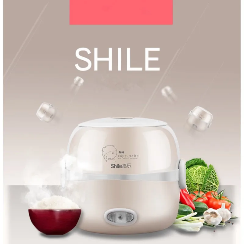

220V MINI rice cooker insulation heating electric lunch box 2 layers Portable Steamer multifunction automatic Food Container EU
