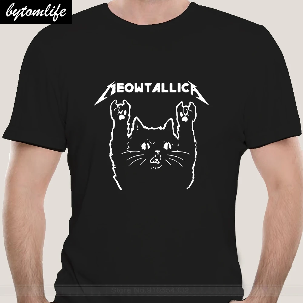 

Cat Meowtallica Cat Rock Music Men T-Shirt Dark Heather Cotton S-3Xl Gift Funny Tee Shirt