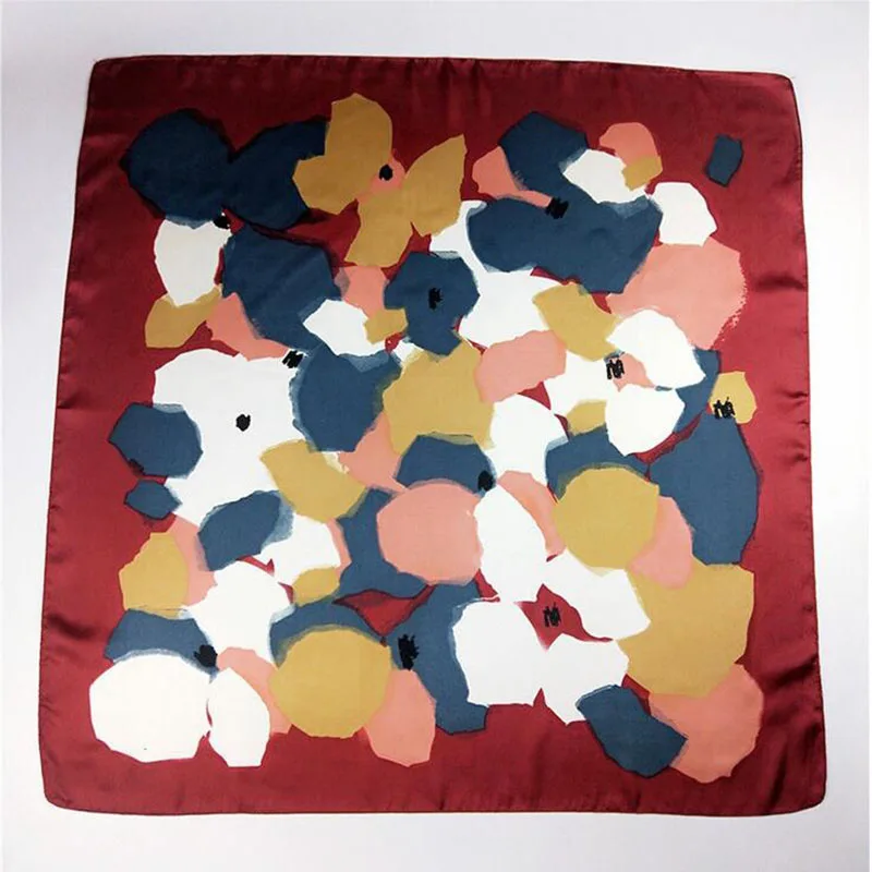 Элегантный женский большой квадратный шелковый шарф с принтом 70*70 см модный