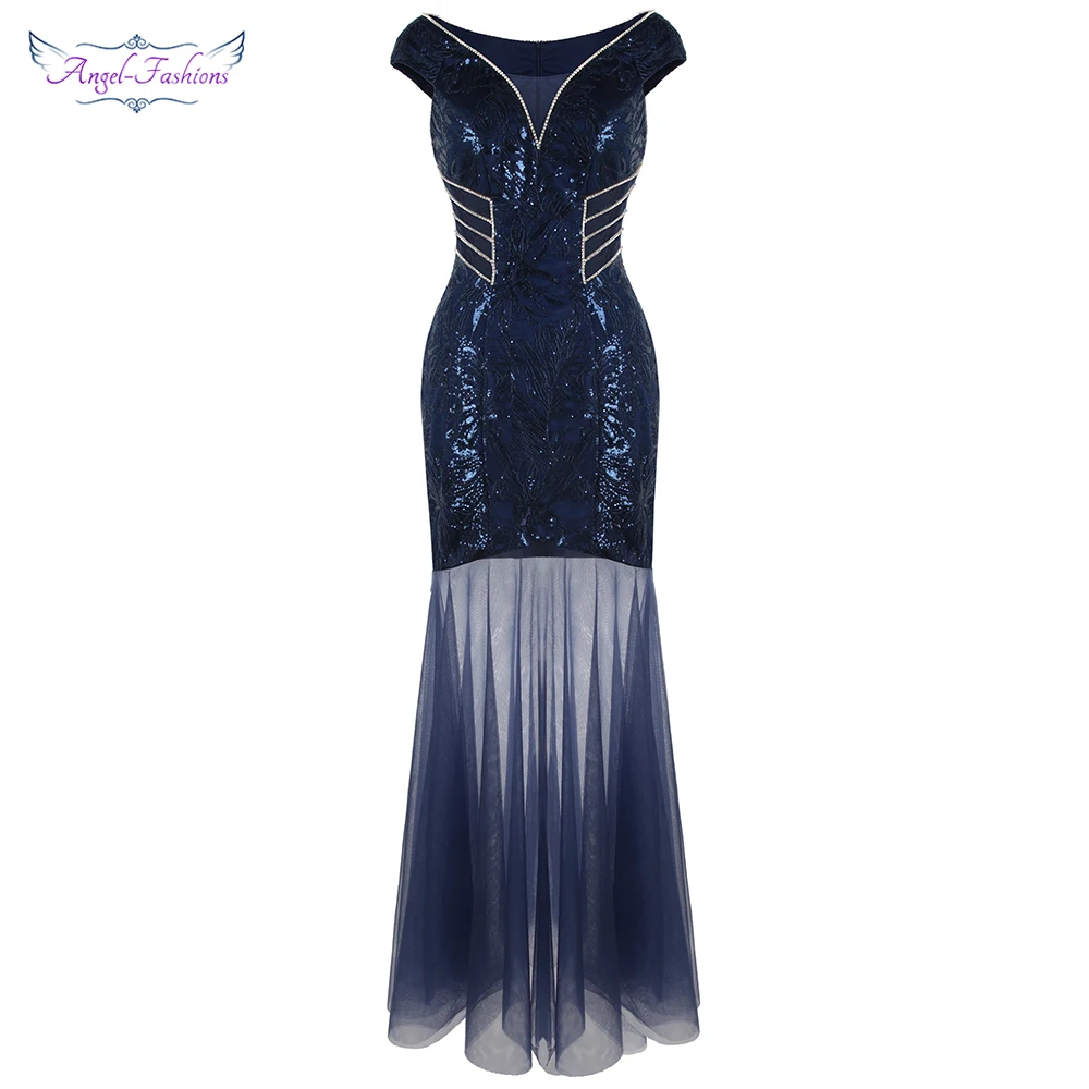 Angel fashions женское вечернее платье из тюля без рукавов с v образным вырезом и