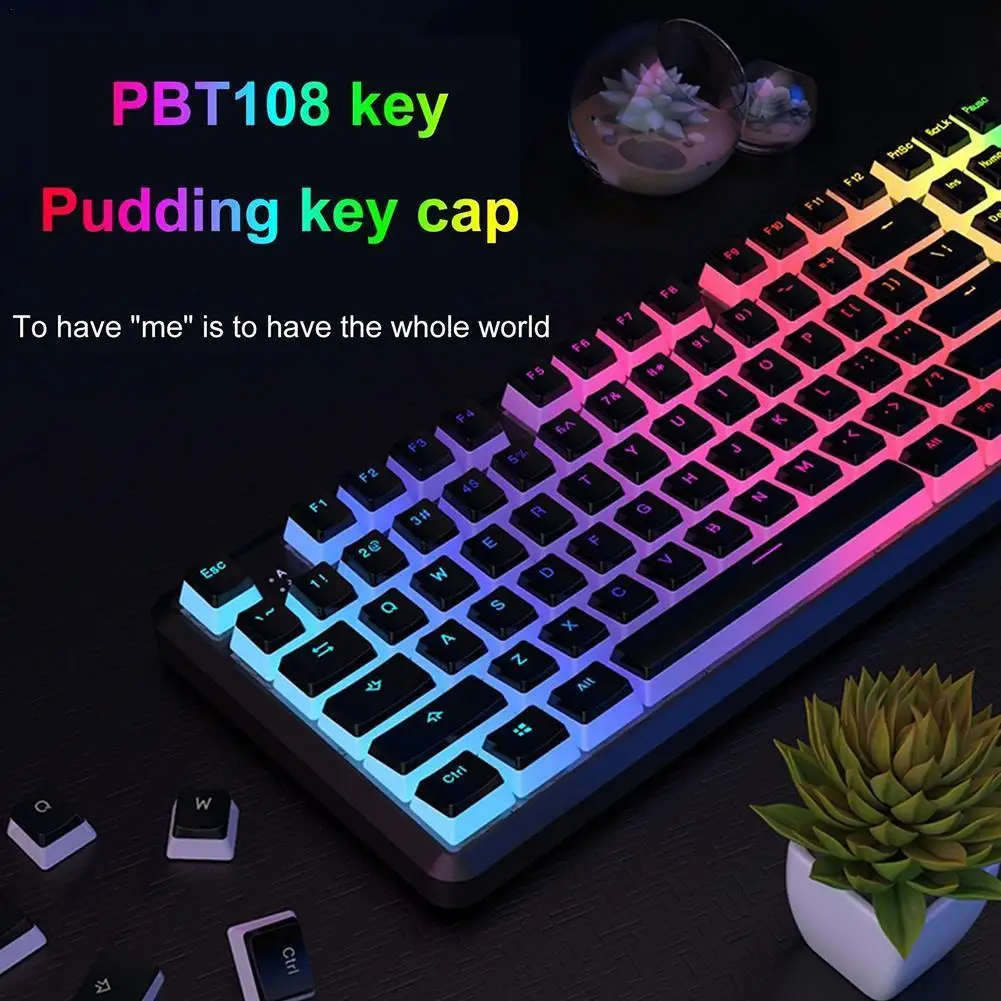 

1 Set Double Skin Milk Pudding Keycaps PBT Sublimation OEM Highly RGB Backlit Keycaps Mechanical Keyboard Keycaps MX