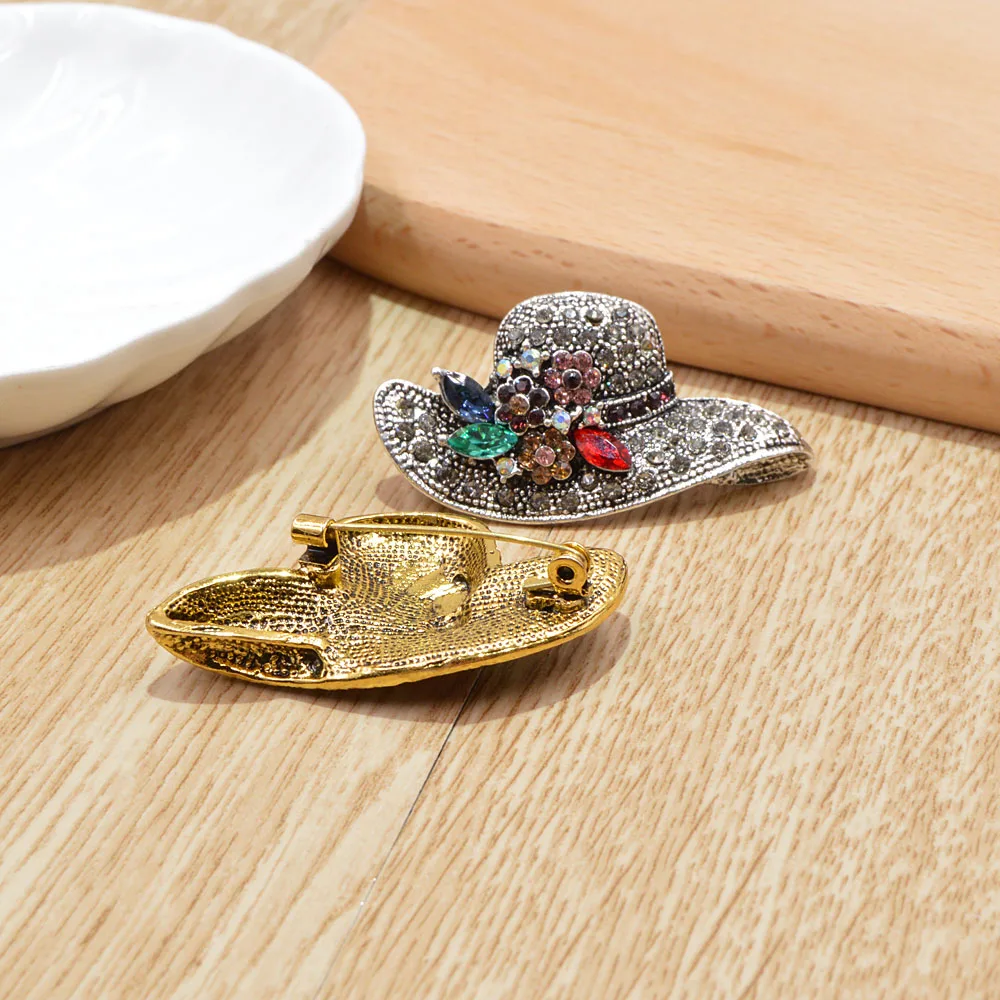 

Young Tulip Colorful Rhinestone Lady Hat Brooches for Women Creative Jewelry Sweater Accessories Fashion Brooch Pin Hot Sale