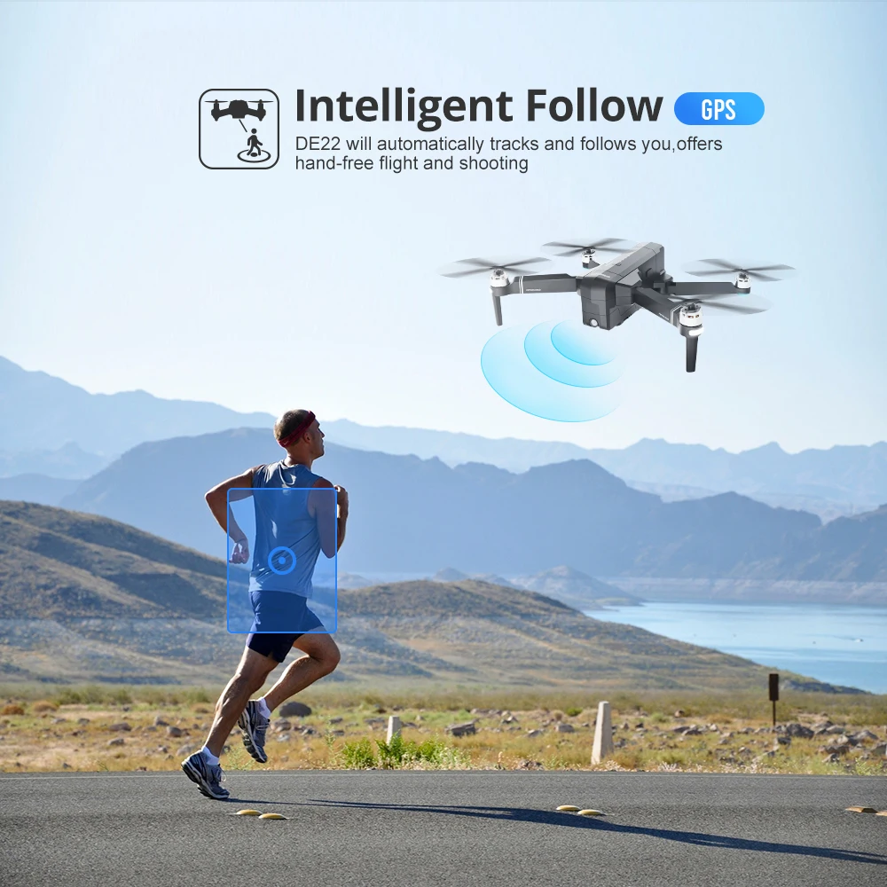 DEERC DE22 Дрон gps бесщеточный 5G 500M wifi FPV 2,7 K gps-навигатор с разрешением Full HD RC Дрон складной 1,2 км 1200 м 25 минут Профессиональный Квадрокоптер