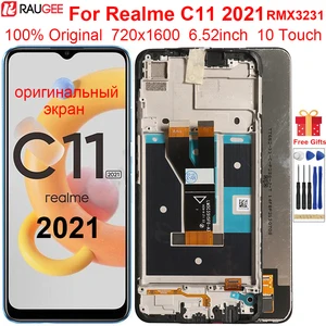 original display for realme c11 2021 rmx3231 lcd display touch screen with frame replacement for oppo realme c11 2021 screen free global shipping