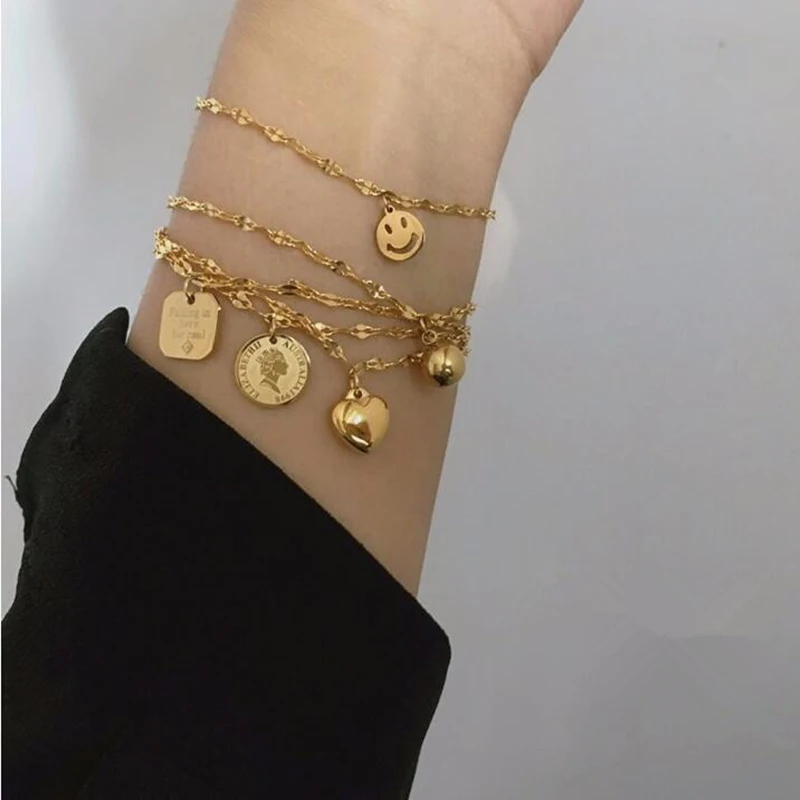 GHIDBK изящная королева монета с портретом Подвесные Браслеты из нержавеющей стали