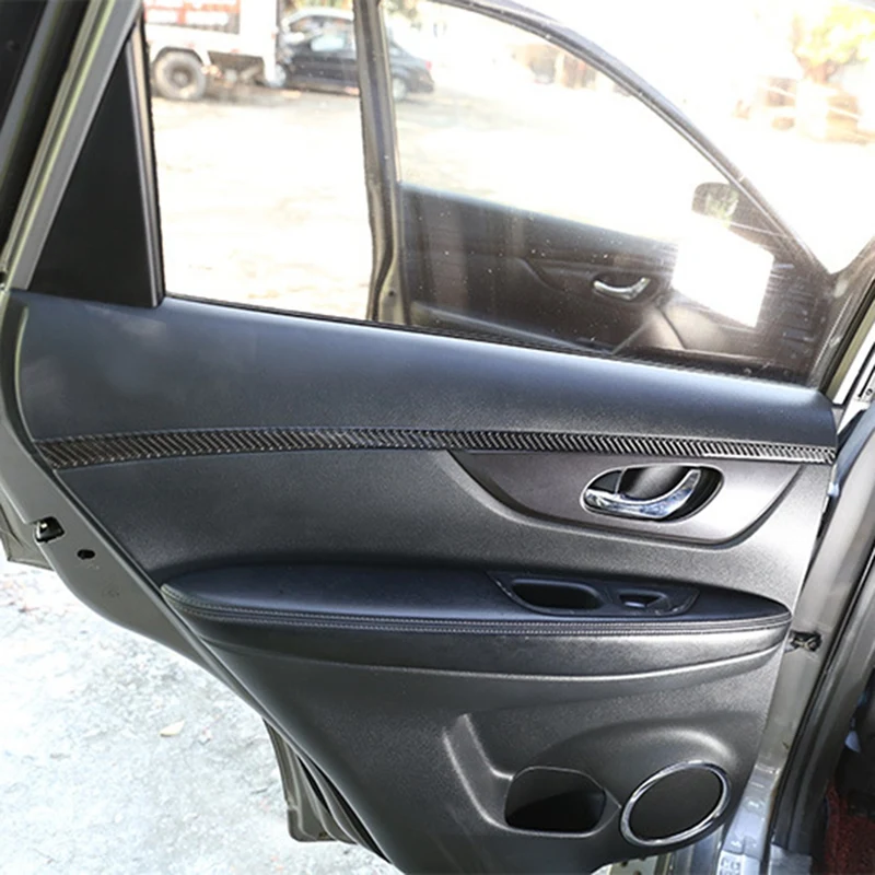 TOP -Car Interior Window Door Panel Decoration Stickers Protection Strips Real Carbon Fiber Nissan X-Trail 2014-2018 | Автомобили и