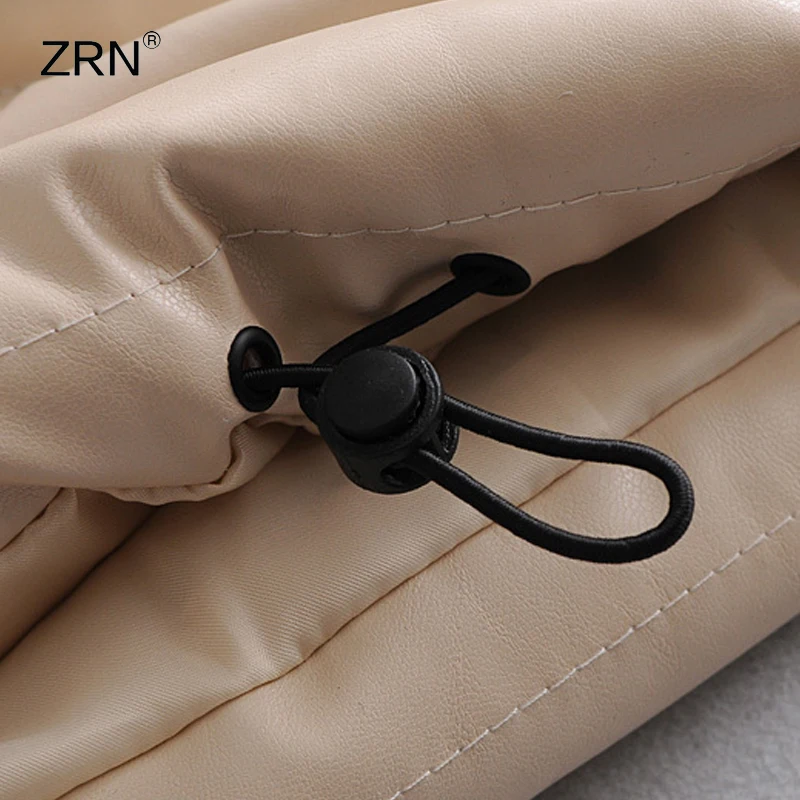 

ZRN 2020 Winter Women Thicken Faux Leather Hooded Jacket Coat Warm Cotton Padded Jacket Loose Solid Coat Female Casual Outwear