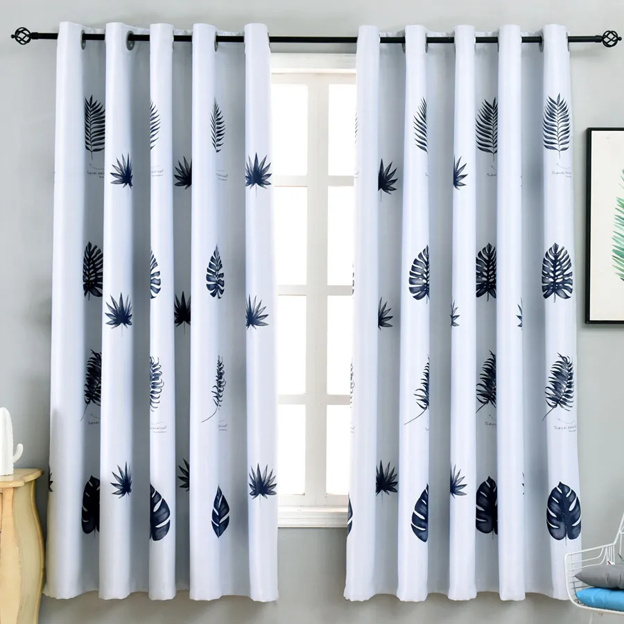 

Nordic Banana Leaves Curtain Blackout Curtains for Children's Bedroom Short Curtain