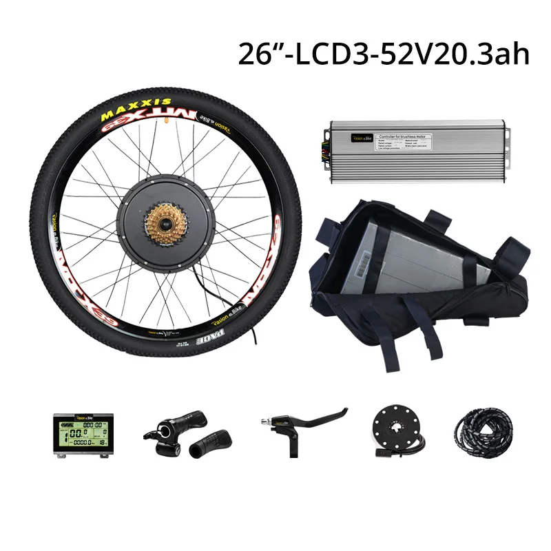 26in LCD3 52V20.3AH 48 в 1500 Вт Электрический Велосипед колесный мотор с батареей 52 в 20.3ah комплект для переоборудования электрического велосипеда с батареей Электрический велосипед мотор комплект - Цвет: 26in LCD3 52V20.3AH
