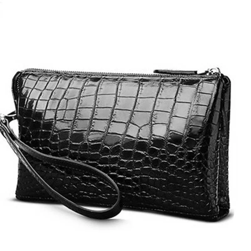 

hlt new crocodile bag man bag large capacity without stitching men bag long men clutch bag business bag crocodile leather bag