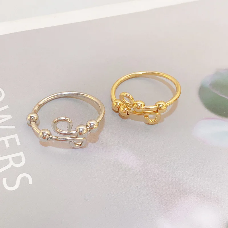 

Retro simple shape adjustable beaded ring female celebrity trend fashion jewelry new product best accessory ring gift