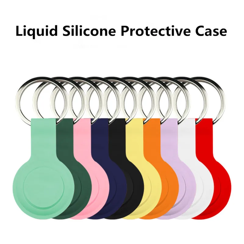 Liquid Silicone Protective Case For Apple Airtags Hangable Keychain Locator Tracker Accessories Portable Hook Cover Airtag Case