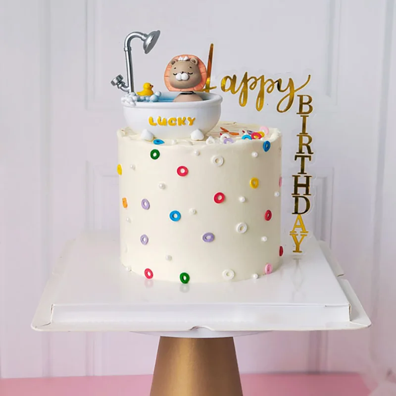 1 шт. розовое золото акрил Топпер для торта С Днем Рождения вертикальный