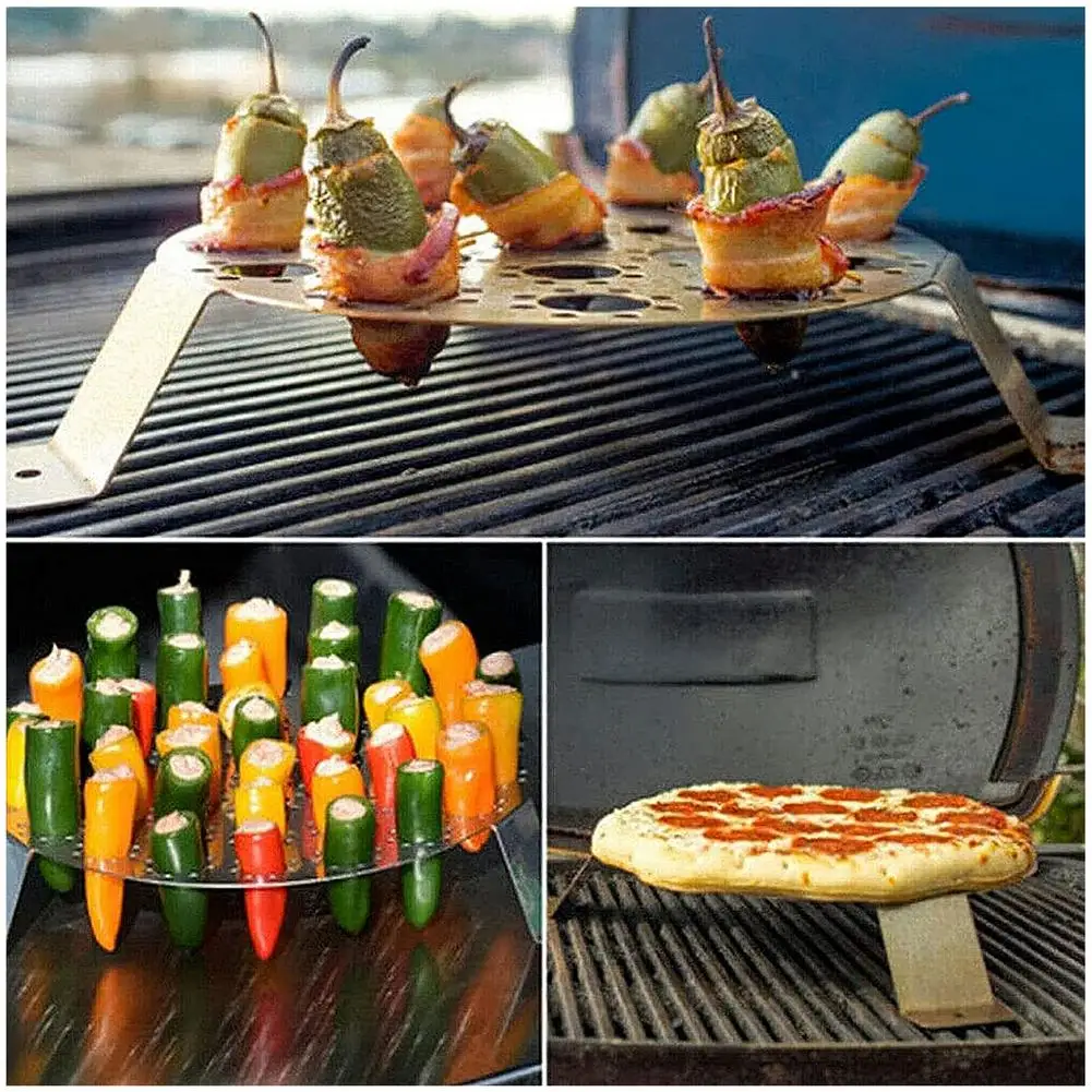 

Chili Pepper Roasting Rack Jalapeno Grill Rack Stainless Steel Chicken Leg Roaster Stand 37Holes Barbecue Cooking Bakeware Tool
