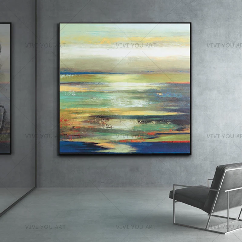 

High Quality Wall Decor Dreamy Lake Lanscape Textured Acrylic Painting Handmade Natural Acrylic Painting for Room Decoration