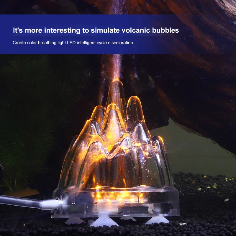 

Fish Tank Light Volcano Shape LED Air Bubble Light Waterproof Aquarium Lamp Making Oxygen Accessories Tank Oxygen Pump Air Pump