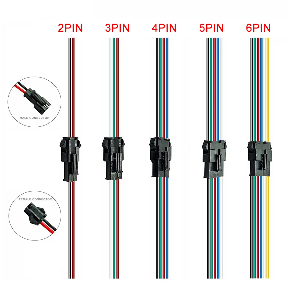 100 JST разъем мужского и женского пола 2Pin 3Pin 4Pin 5Pin 6Pin 15 см для WS2812B WS2815 SK6812 5050
