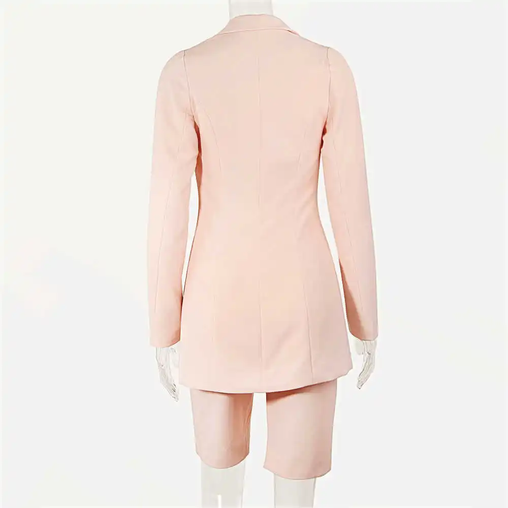

Long Sleeve Sexy Outfits for Women Solid Office Lady Daily Suits Street Wear Fashion Blazer and Short Set