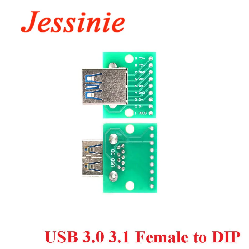 10 шт. плата адаптера USB 3 0 1 Мама-DIP 100 преобразователя соединителя PCB переменного