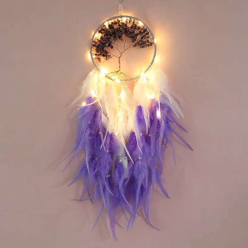 

Handmade Dream Catcher Wind Chimes Home Hanging Creative Gravel Tree of Life Feather Home Ornaments Wall Dreamcatcher