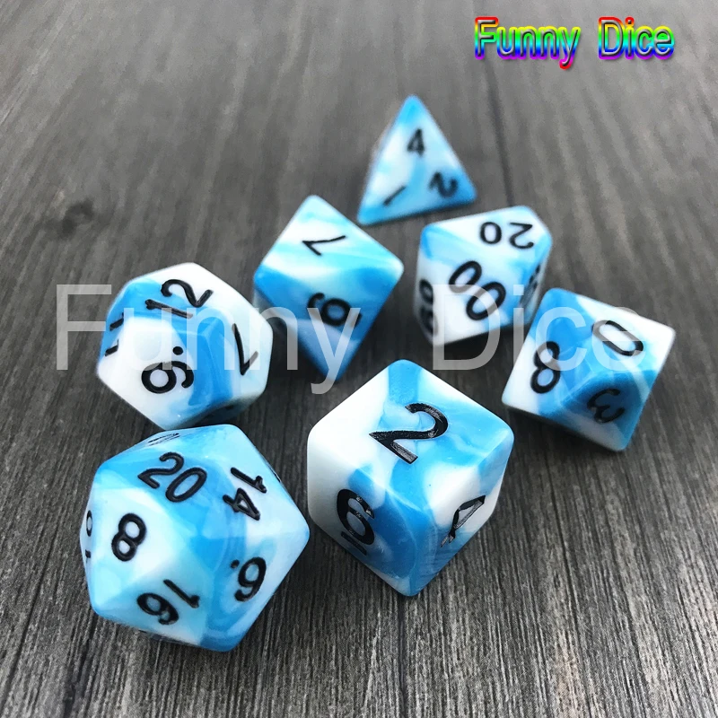 Многогранный белый микс синий цвет кости полный набор D4 D20 плюс сумка идеально
