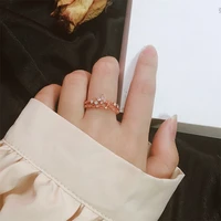 korean ring rose gold colour butterfly flower double hollow ring female model 2020 trend new fashion jewellery wedding girl gift