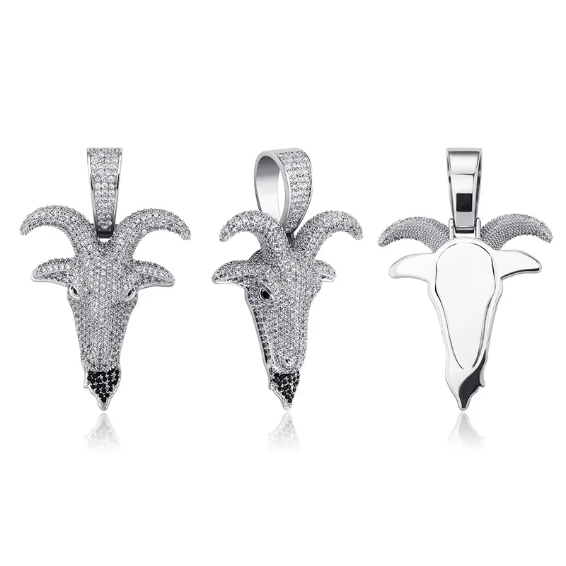 

Hip Hop Jewelry Micro Paved Cuibc Zirconia Bling Iced Out Satan Goat Pendants Necklaces for Men Rapper Party Gifts Drop Shipping