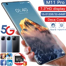 Smart Phone M11 Pro 7.3 Inch 64MP HD+Camera16+512GB Android 11 Phone 6800mAh Face ID Unlock 3.1GHz Cellphone Global 4G 5G Mobile
