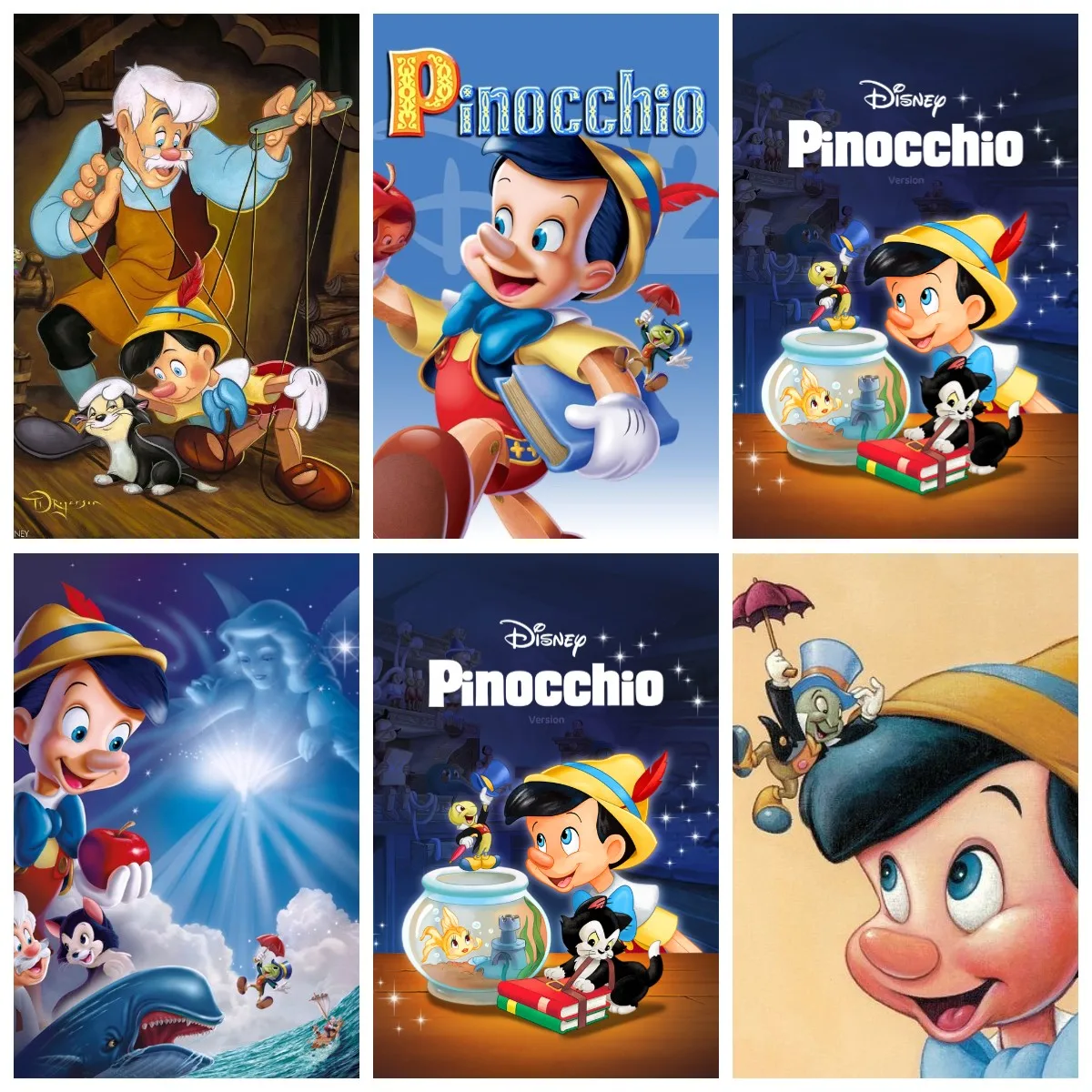 

Алмазная 5D картина «сделай сам», Набор для вышивки крестиком из мультфильмов Диснея Пиноккио, мозаика для творчества, стразы, Декор