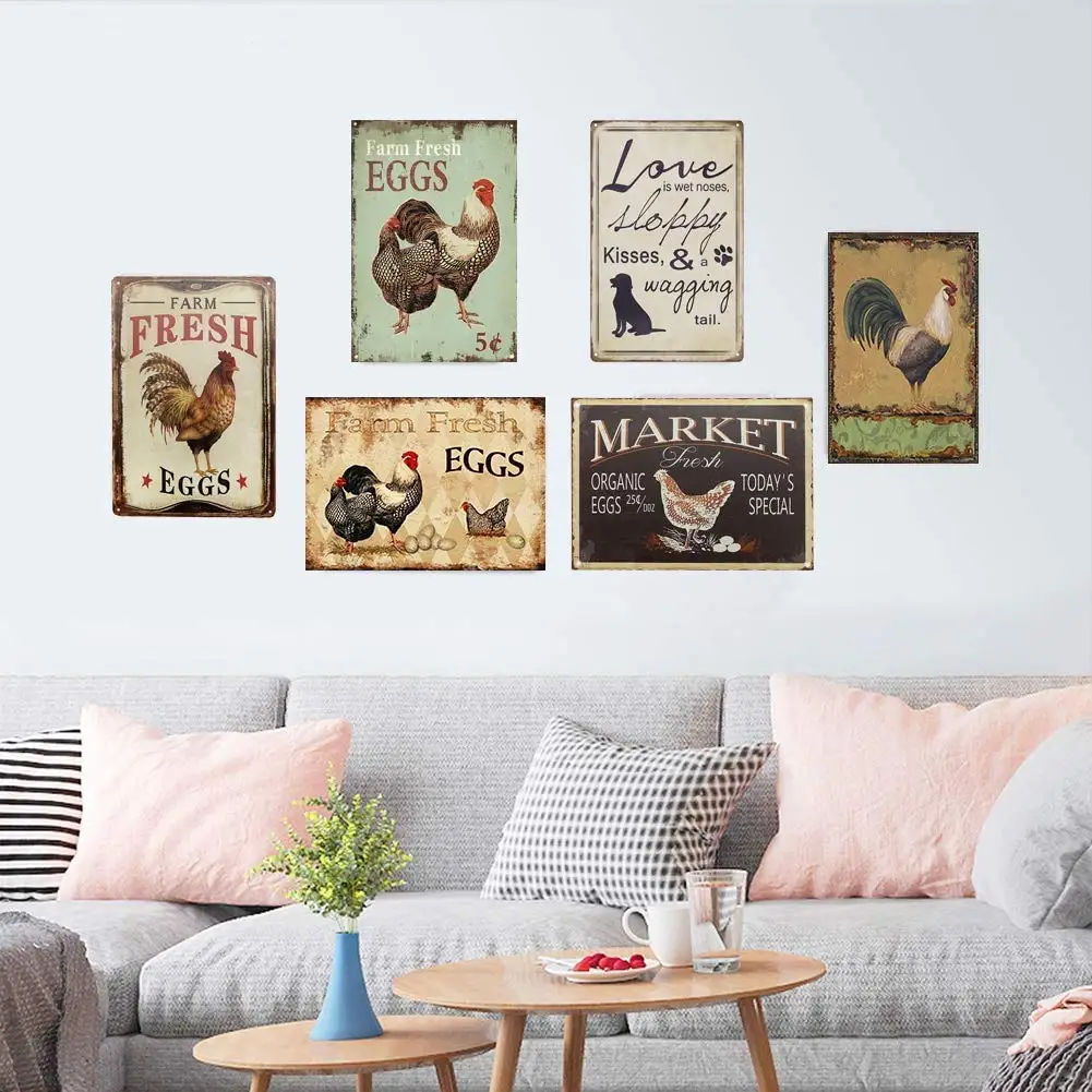 Крутой петух черный белый цыпленок Ретро винтажный Металл s ферма декоративные