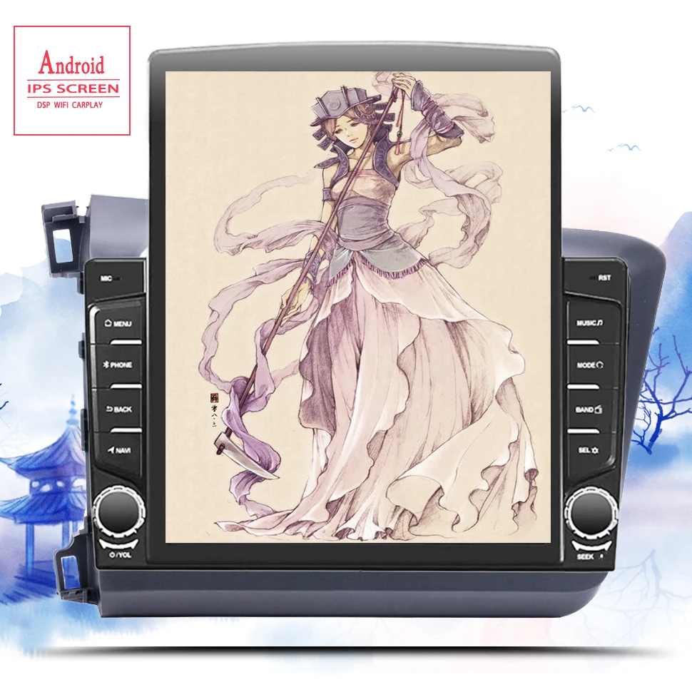 

9" Car Android 10.0 Radio GPS Multimedia Player For Honda Civic 2012-2015 6G+128G 8 Core Navigation Tape Recorder no 2 din dvd