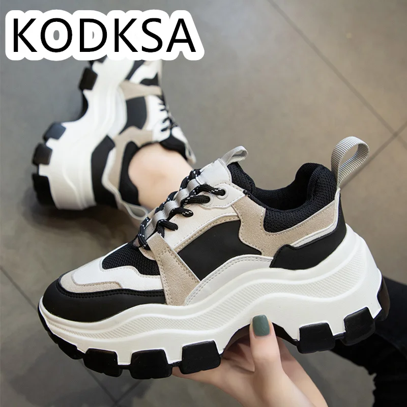 

Women's Chunky Sneakers Thick Bottom Platform Vulcanize Shoes Fashion Breathable Casual Running Shoe for Woman Female 2021