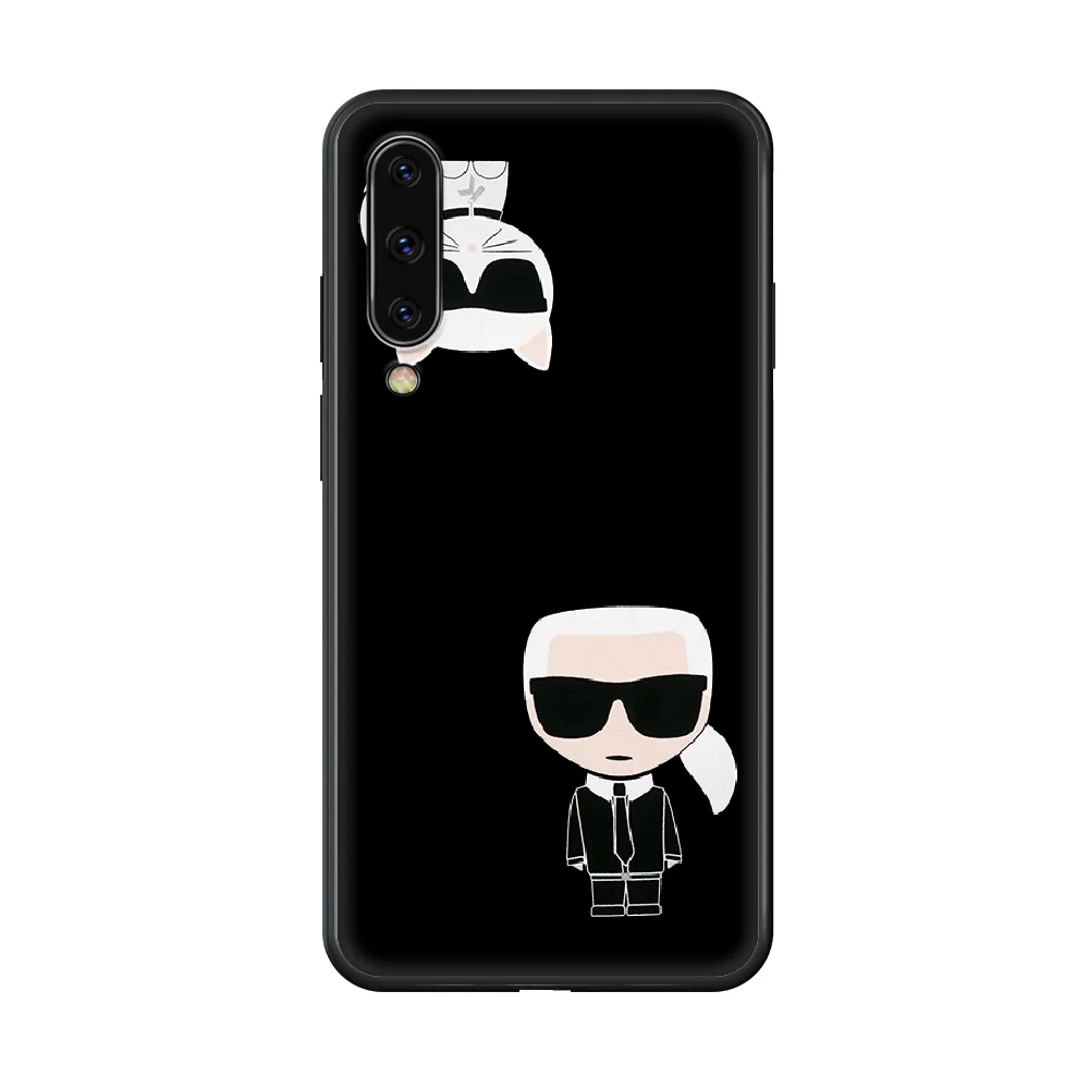 

Lagerfeld Brand designer Cartoon Phone Case cover hull For SamSung Galaxy A 3 5 7 10 20 30 40 50 51 70 71 e s plus black