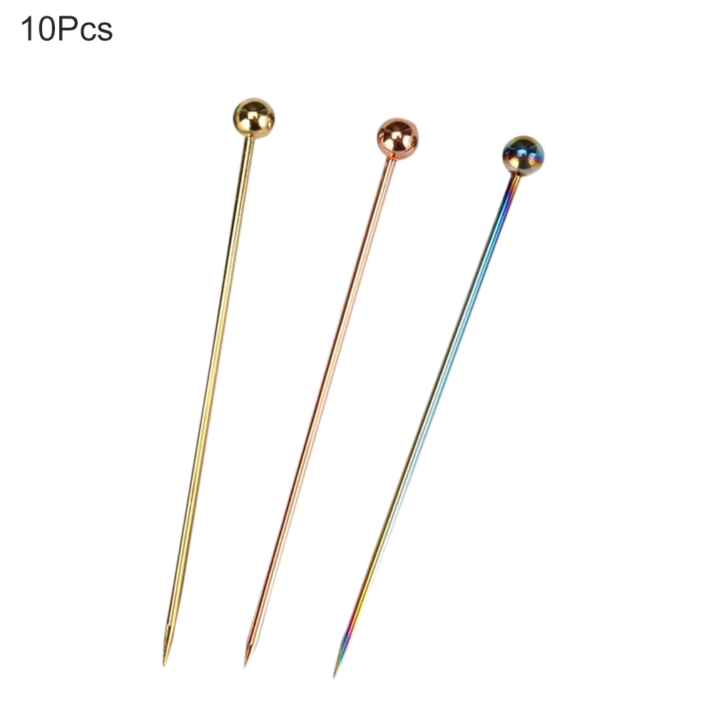 

PCSSet 11CM 304 Stainless Steel Gold Plated Color Titanium Fruit Pin Fruit Pick Cocktail Pick Fruit Fork Wine Drinks Landmark