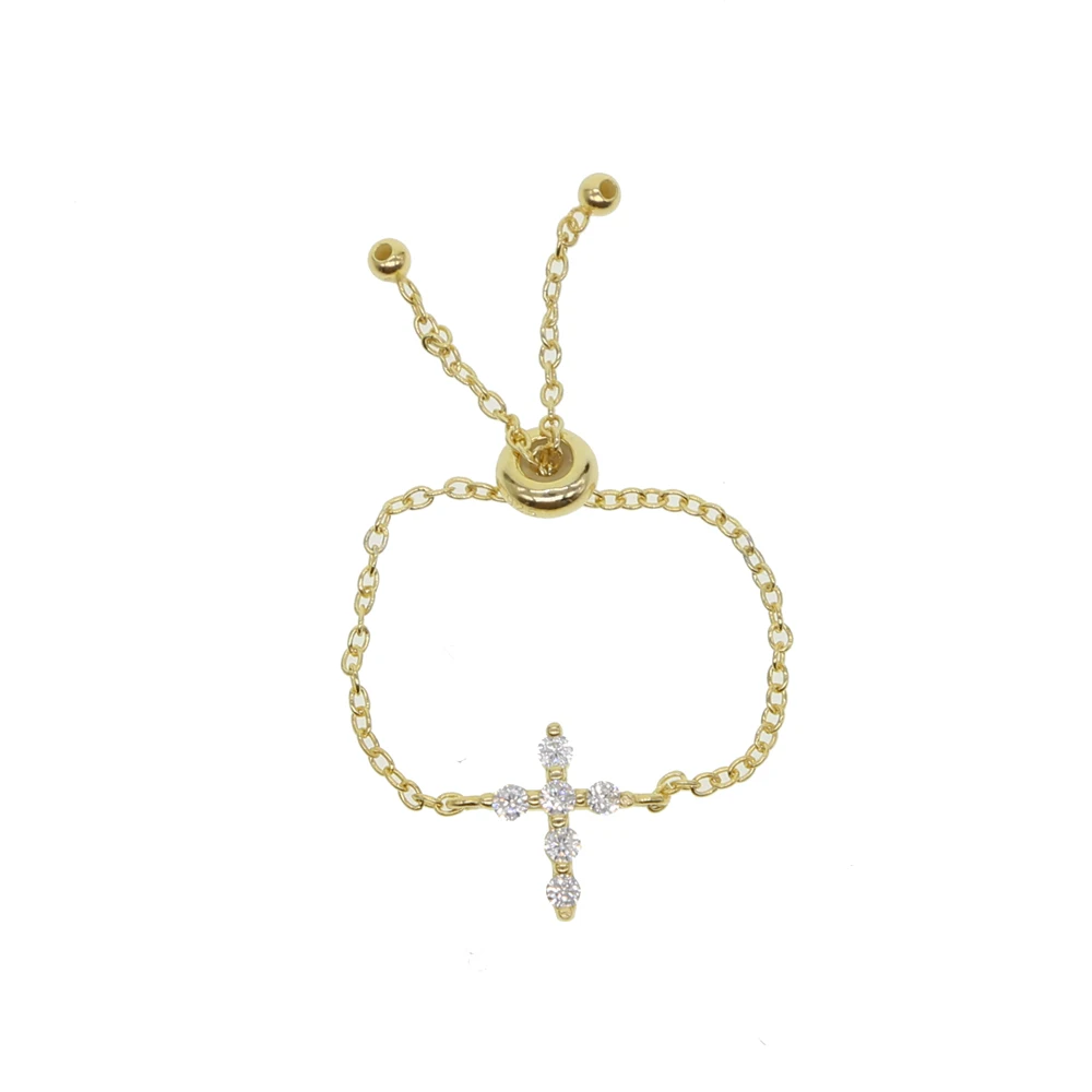 drop shipping 925 stering silver 3color cross CZ adjust delicate chain women girl dainty minimal cz simple cute ring | Украшения и