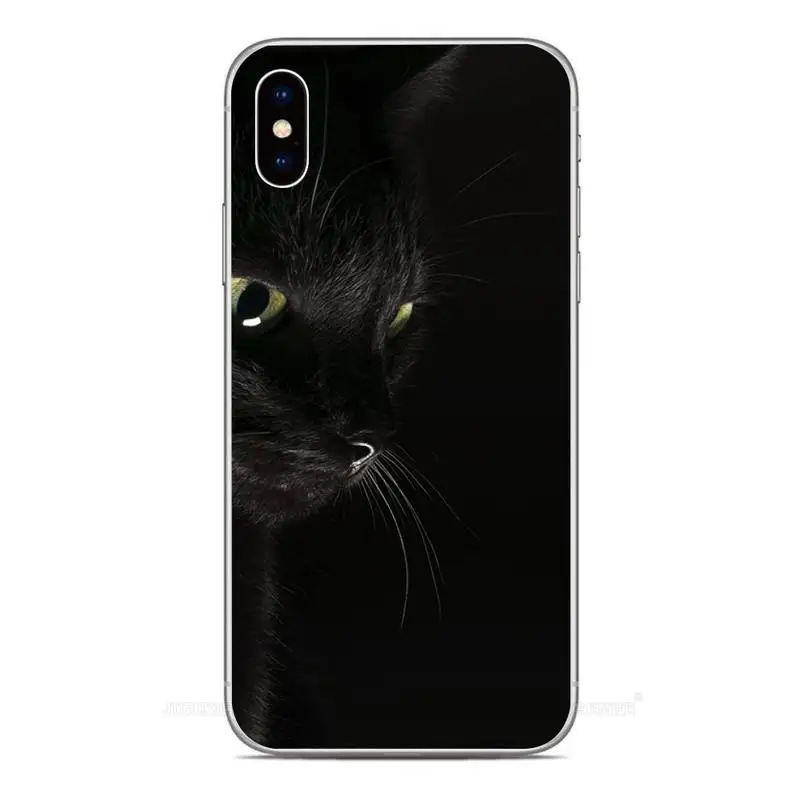 

Funny Black Cat Phone Case For Clear-Iphone 5s 6 6s 7 8 11 12 X Xs Xr Pro Plus Max Mini Fundas Cover