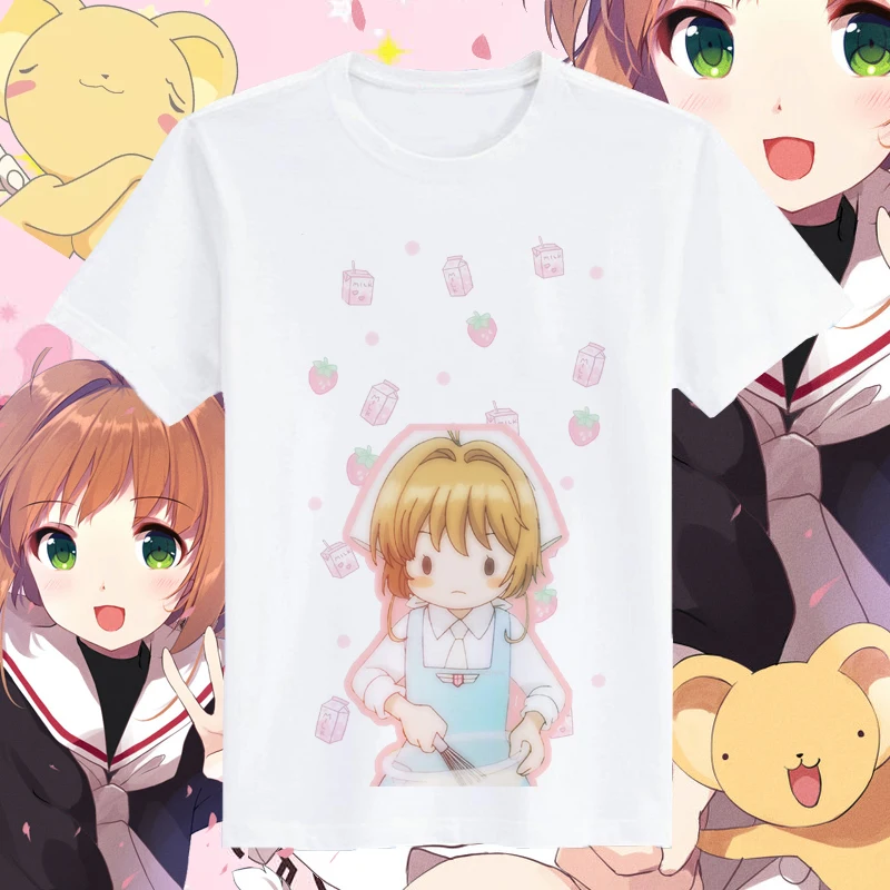 Летняя футболка для косплея Сакура Cardcaptor японское аниме КИНОМОТО мультяшный Топ