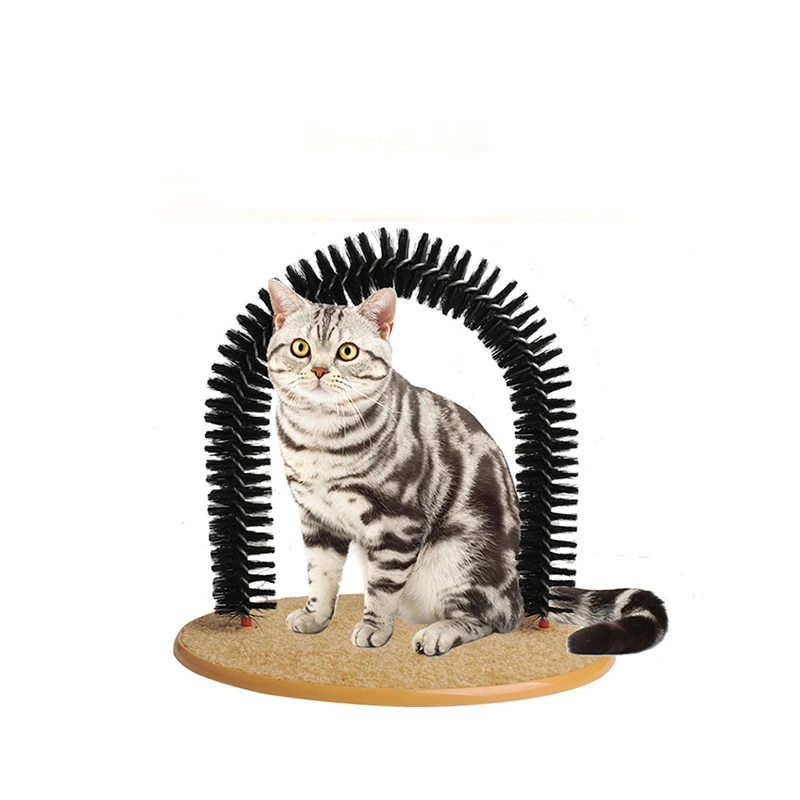 

Pet Cat Massage Brush Toy Scratcher Comfortable Arch Cats Massager Grooming With Round Fleece Base Fur Cats Toys Scratcher