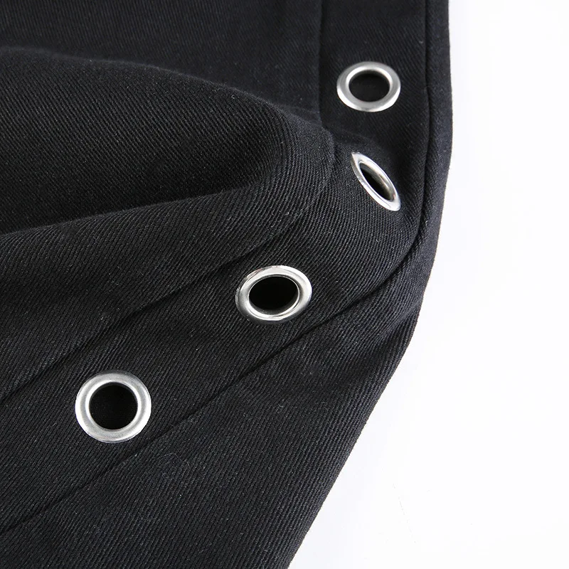 

SEASONS Hollow Out Black Straight Denim Trousers Ladies Casual High Waist Jeans Women Fashion Pocket Pants Streetwear ASPA82664