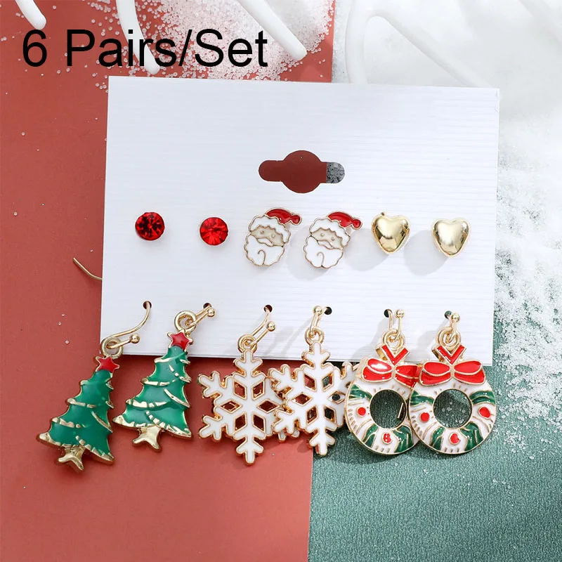 

2022 New Christmas Earrings Christmas Gifts Cute Cartoon Earrings Snowflakes Santa Claus Children's Ornaments Girl's Ornaments
