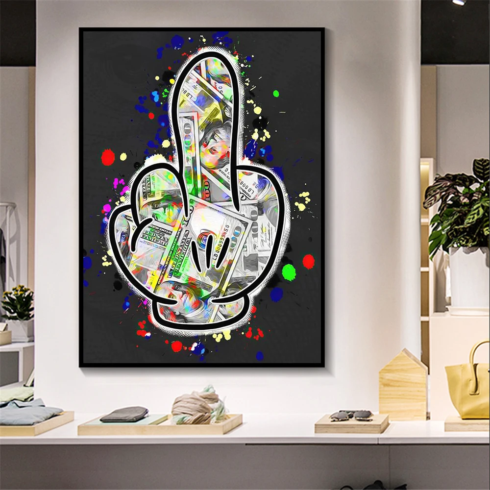 

Middle Finger Gesture Street Poster and Prints Watercolor Canvas Paintings on The Wall Art Picture Noridic Style Home Wall Decor