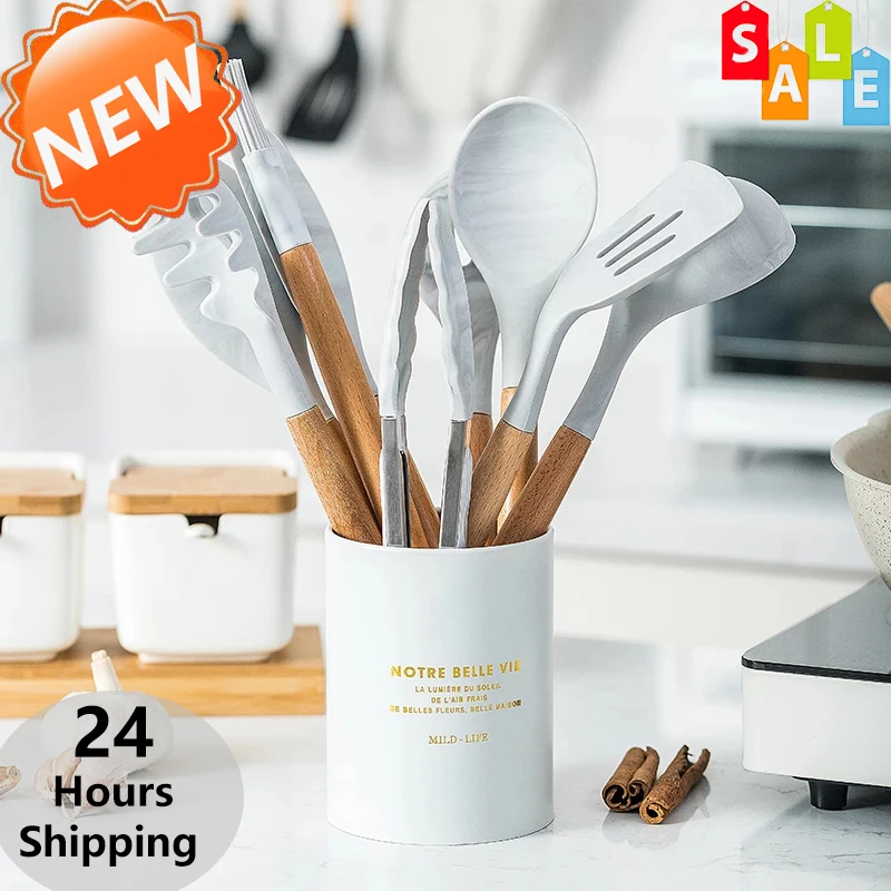 Набор из 10/11 высококачественных силиконовых столовых приборов антипригарный