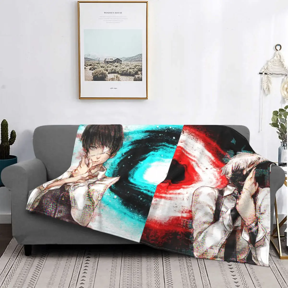 

Tokyo Ghoul Ken Kaneki Fantasy Manga Blanket Flannel Decoration Art Portable Home Bedspread