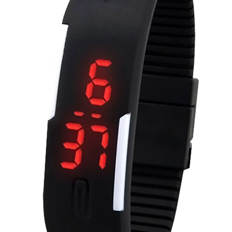 Мужской женский Силиконовый красный светодиодный сенсорный цифровой наручные