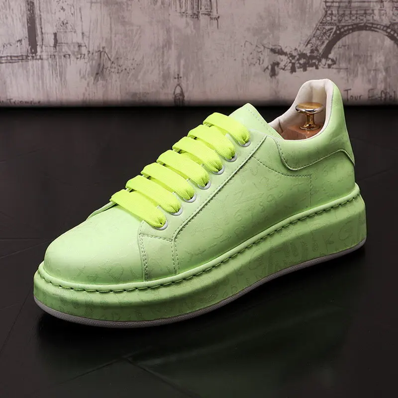 

Spring Fall Mens Orange Skateboard Shoes Round Toe Lace Up Designer British Fashion Casual Comfort Flat Platform Zapatos ERRFC